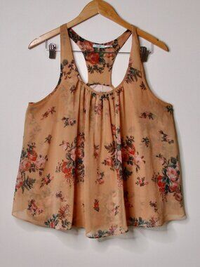 Anthropologie Kimchi Blue Floral Tank Top Swing Racerback Gauze Medium